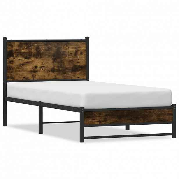 vidaXL Kovový rám postele bez matrace kouřový dub 75 x 190 cm