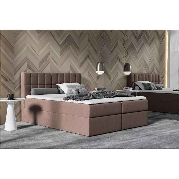 Manželská čalouněná postel 200x220 KATE - hnědá + topper ZDARMA