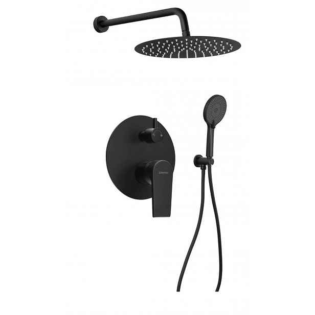 Sapho Kai - Sprchový set s baterií pod omítku, s tělesem, průměr 30 cm, matná černá KA43/15-03