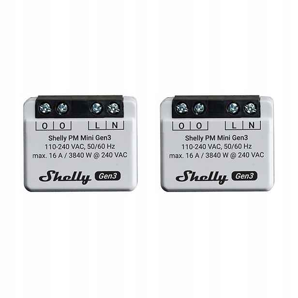 Shelly Sada 2 Ovladačů Pm Mini GEN3 Pro WiFi Bluetooth Automatizace
