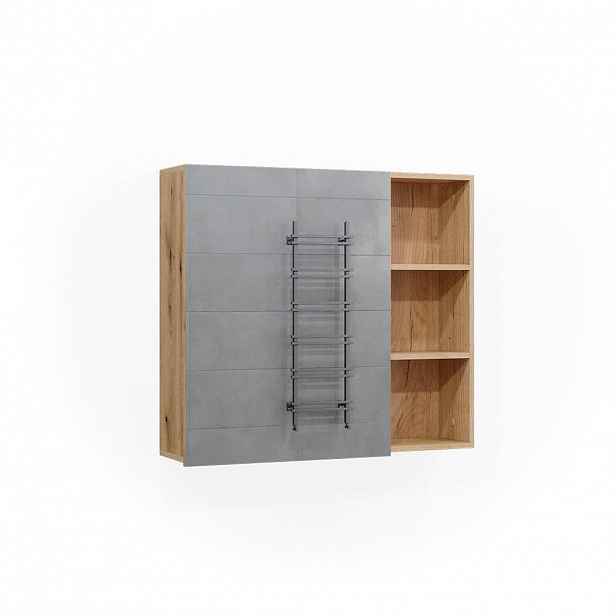 Vicco KOUPELNOVÁ ZRCADLOVÁ SKŘÍŇKA Rudi Dub 90 x 80.9 cm s dvířky a otevřenými přihrádkami