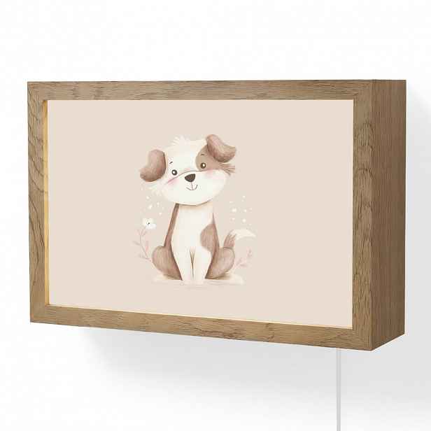 OnlyWow NÁSTĚNNÁ LAMPA Pes - skvrnitý - hnědý 30x20 cm