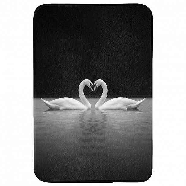 OnlyWow WC PŘEDLOŽKA Labutě - srdce - černá - bílá 60x90 cm