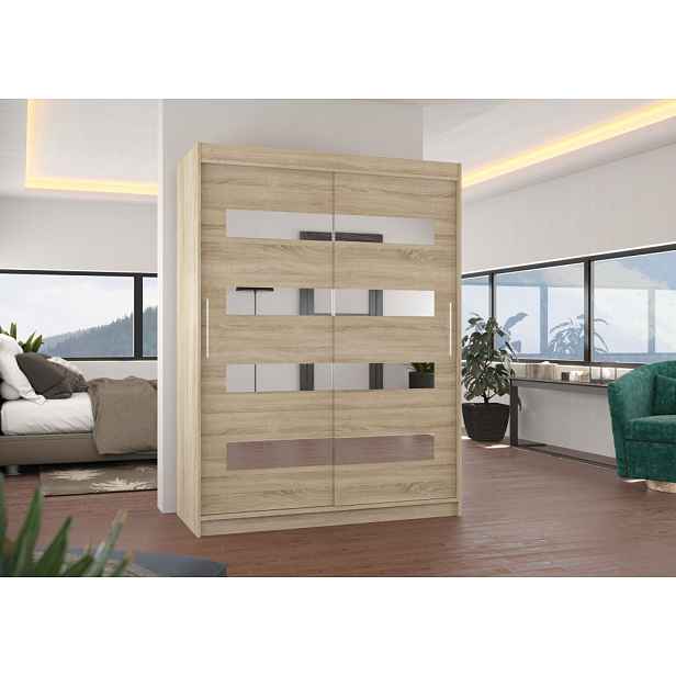 Šatní skříň se zrcadlem 150 cm RADLA - dub sonoma