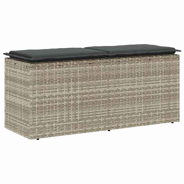 vidaXL Zahradní lavice s polštářem světle šedá 110x40x44 cm Poly ratan