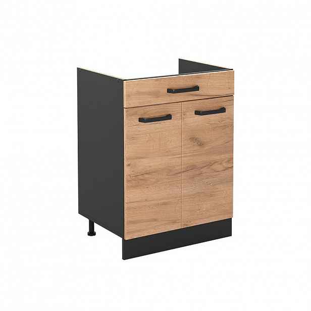 Vicco SPODNÍ SKŘÍŇKA KUCHYŇSKÉ LINKY R-Line, Zlatý mocný dub/Antracit, 60 cm se zásuvkou bez pracovní desky