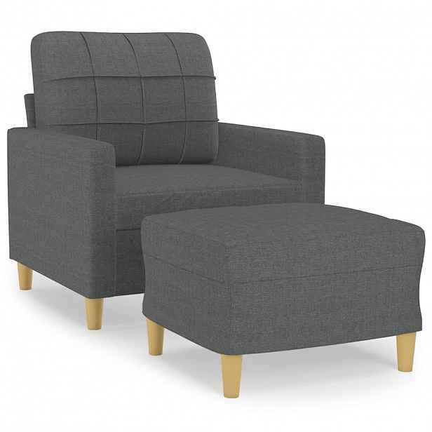 vidaXL Křeslo s podnožkou tmavě šedé 60 cm textil