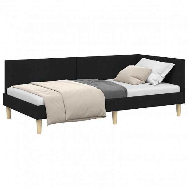 vidaXL Rohový rám postele Černý 90 x 200 cm Textil