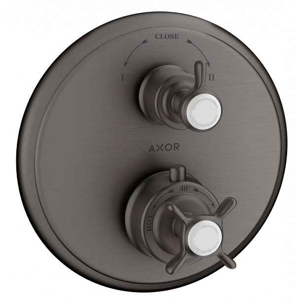 Axor Montreux - Termostatická baterie pod omítku, pro 2 spotřebiče, kartáčovaný černý chrom 16820340