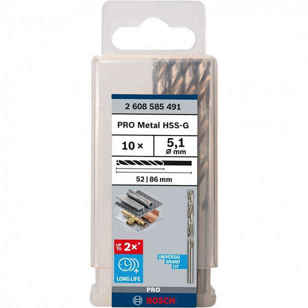 Bosch - Sada vrtáků do kovu, 5,1x86 mm, 10 ks 2608585491