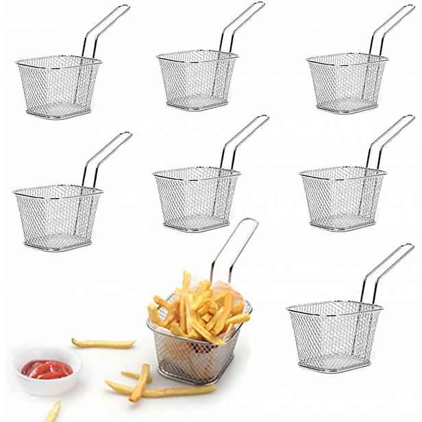 mini košíky na hranolky – nerezová ocel pro servírování 10,5 x 8,5 x 6,3 cm