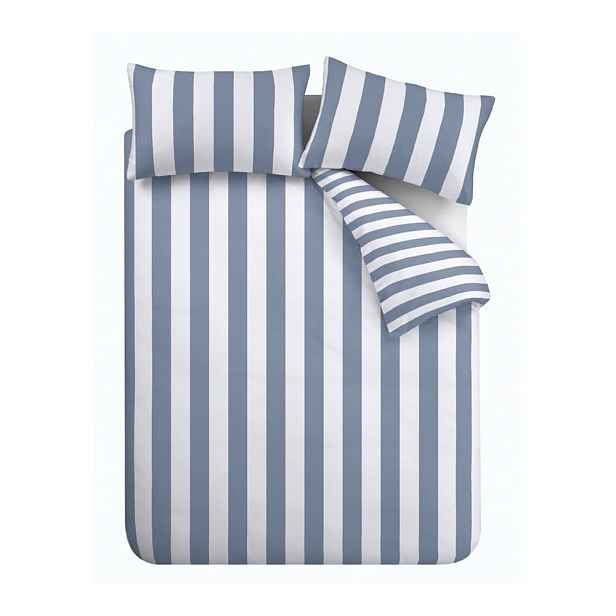Prodloužené bílo-modré povlečení na dvoulůžko 230x220 cm Cove Stripe – Catherine Lansfield