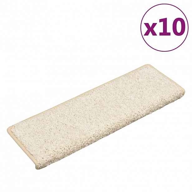vidaXL Schodové rohože 10 ks 65 x 21 x 4 cm bílé s obdélníkovým okrajem