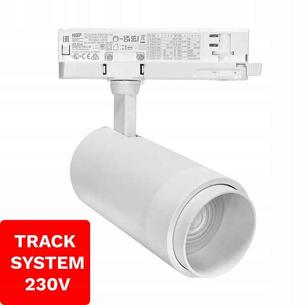 Kolejnicový reflektor Zoom Track System DD-04 230V 3000K Bílý 3 fázový 230V