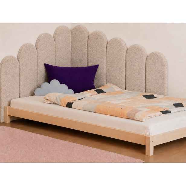 Nástěnný čalouněný panel BOUCLÉ ve tvaru oblouku Zvolte barvu: Béžová, Zvolte rozměr: 20x70 cm, Uchycení na zeď: Se samolepícím suchým zipem