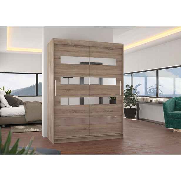 Šatní skříň se zrcadlem 150 cm RADLA - béžová