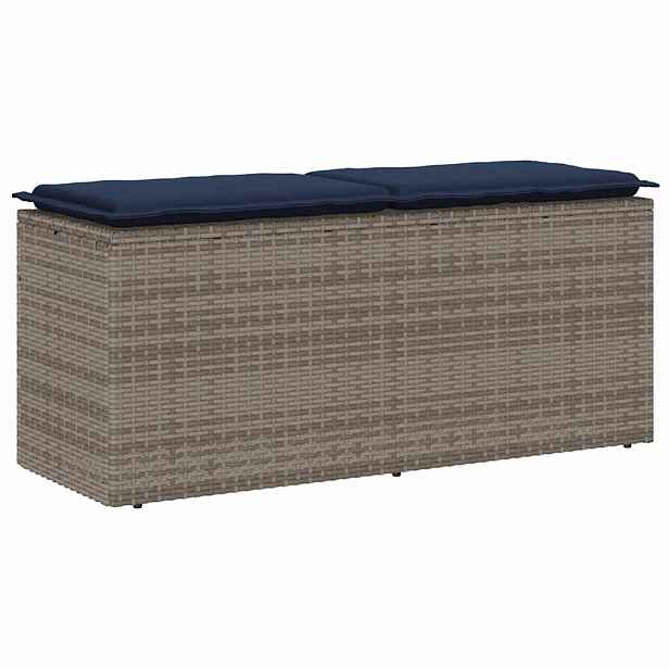 vidaXL Zahradní lavice s poduškou šedá 110x40x44 cm polyratan