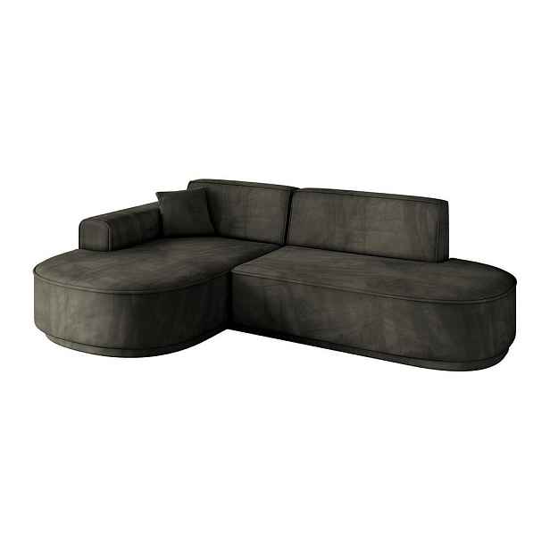 ALTDECOR ROHOVÁ SEDAČKA s otomanem, levá MARI-L1-v3 243x171x83 Černá Velur