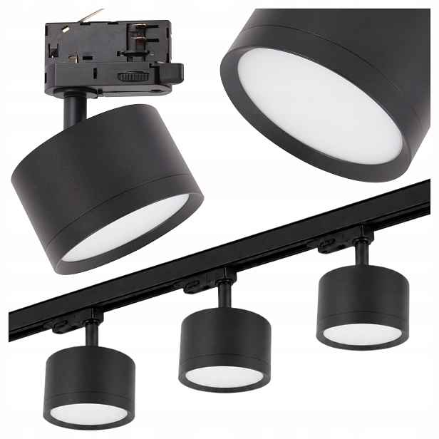 Kolejnicové osvětlení 3fázový kabel Sada 1 m Lampa GX53 x3 Černá