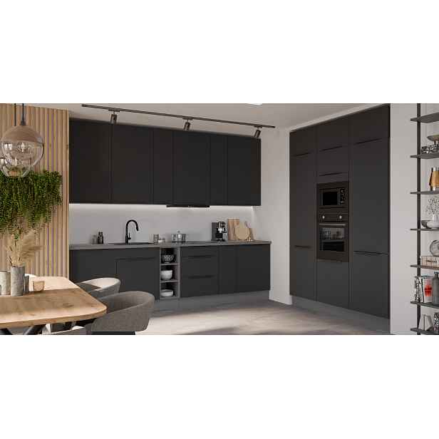 Kuchyňská linka 300x180 cm Aria ANT - Antracit + BL Black AFM