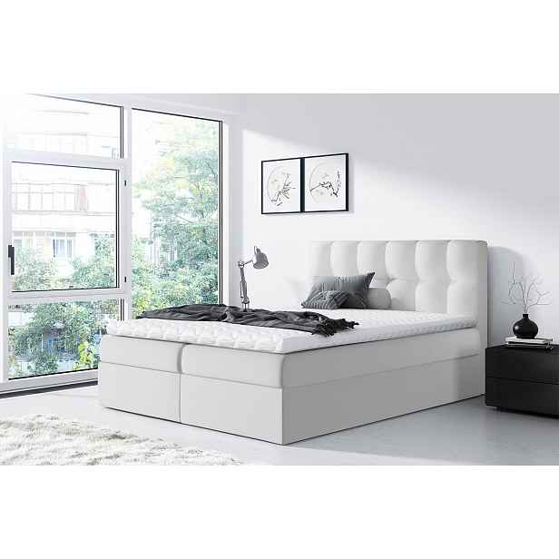 Moderní box spring postel Rapid 160x200, bílá HELCEL