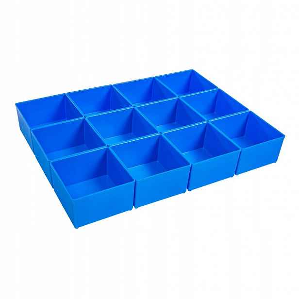 Sada 12 přihrádek C3, modrá barva, 104 x 104 x 63 mm