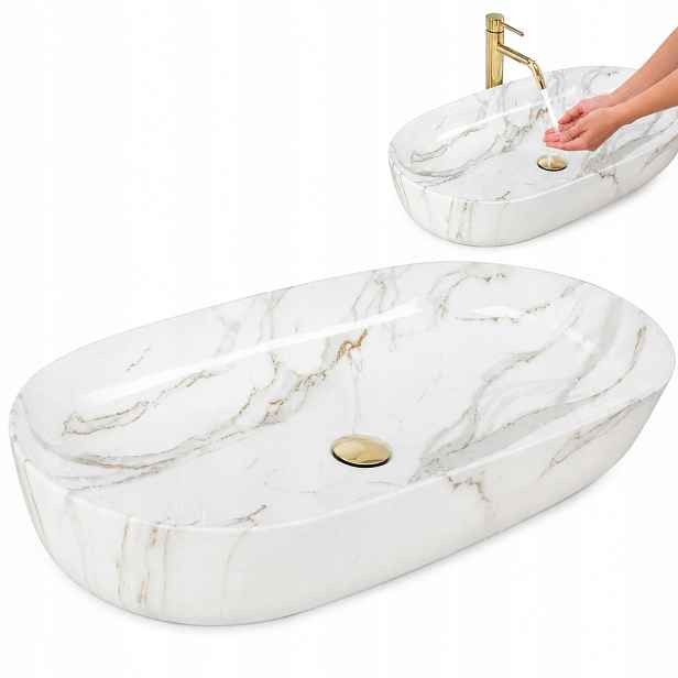 Umyvadlo na desku Cleo 81 Oválné Multi Barva Kámen Keramika 81 cm Rea