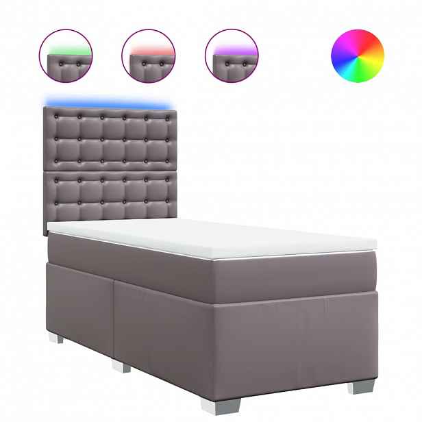 vidaXL Box spring postel s matrací šedá 80 x 200 cm umělá kůže