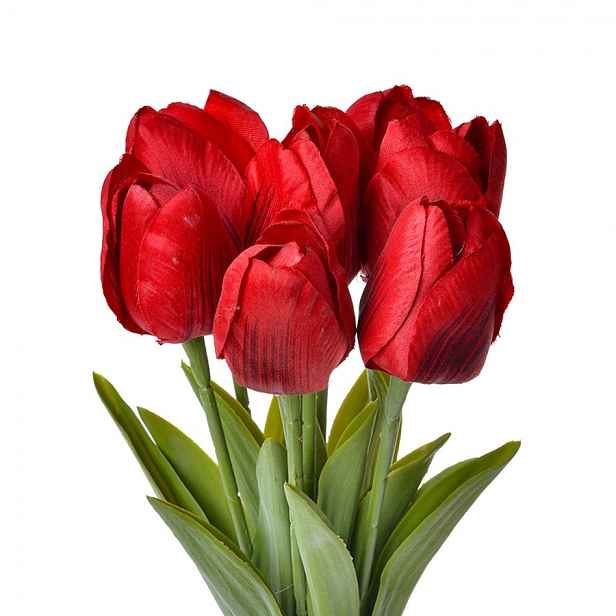 Dekorace umělá květina červených tulipánů - 10*10*32 cm Clayre & Eef