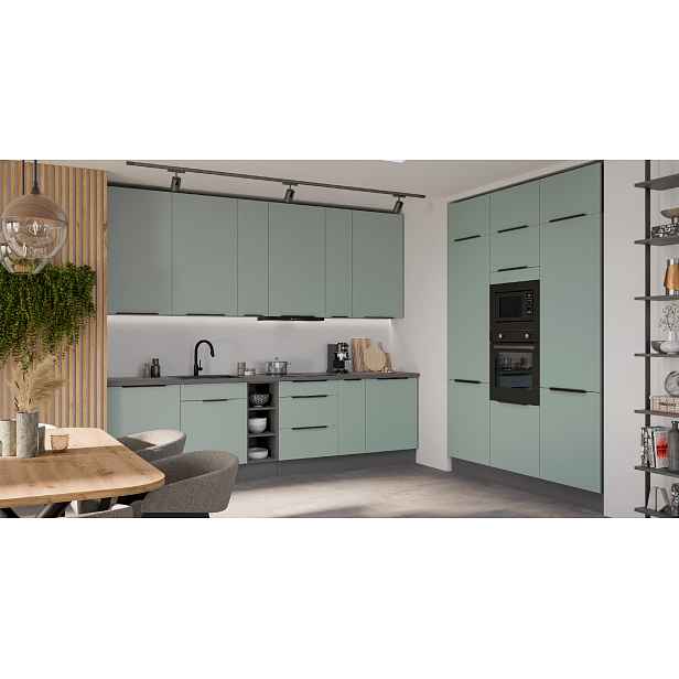 Kuchyňská linka 300x180 cm Aria ANT - Antracit + SA Aquamarine AFM