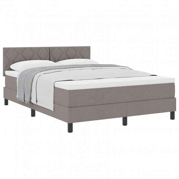 vidaXL Postel s boxspringem s čelo Taupe 140 x 200 cm textil