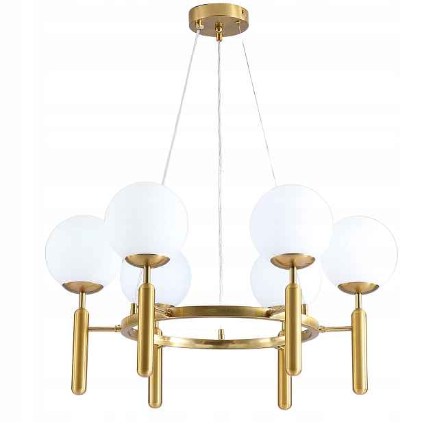 Závěsná lampa zlatá skleněná koule moderní velká do obývacího pokoje