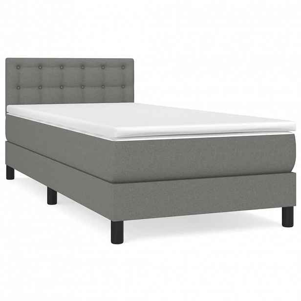 vidaXL Box spring postel s matrací tmavě šedá 90x190 cm textil