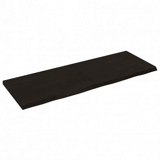 vidaXL Nástěnná police tmavě hnědá 140x50x(2-4)cm ošetřený masivní dub
