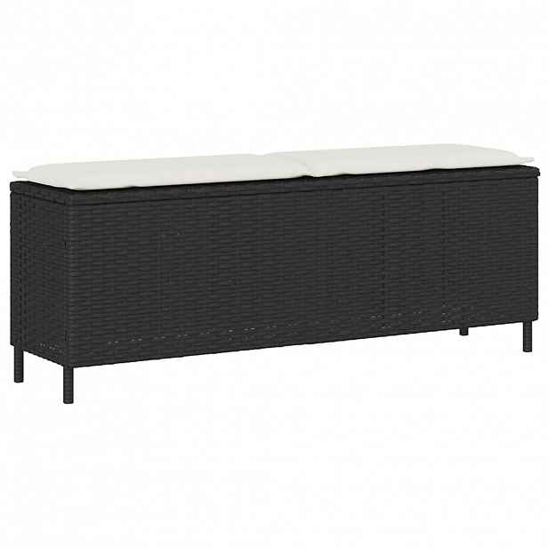 vidaXL Zahradní lavice s poduškou černá 110x30x40,5 cm polyratan