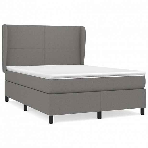 vidaXL Box spring postel s matrací tmavě šedá 140x200 cm textil