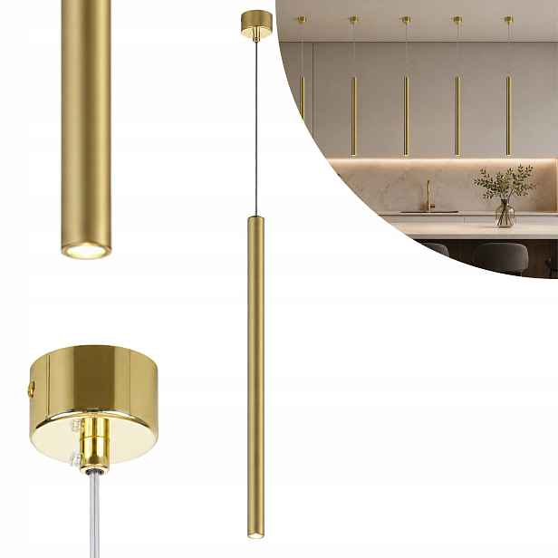 Závěsná lampa zlatá nad stůl barový ostrov moderní 50 cm Light Prestige