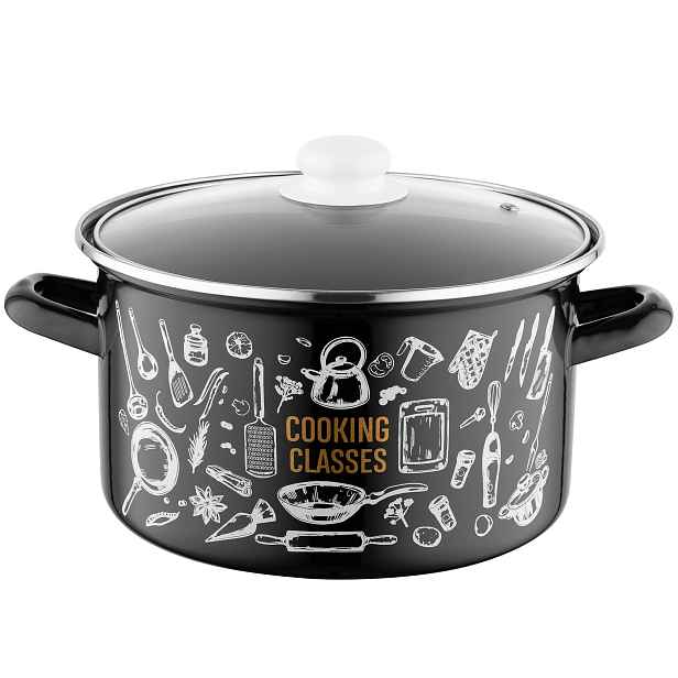 Hrnec Tradiční jednoduchý hrnec Kitchen Černý 22 cm 5,3 l
