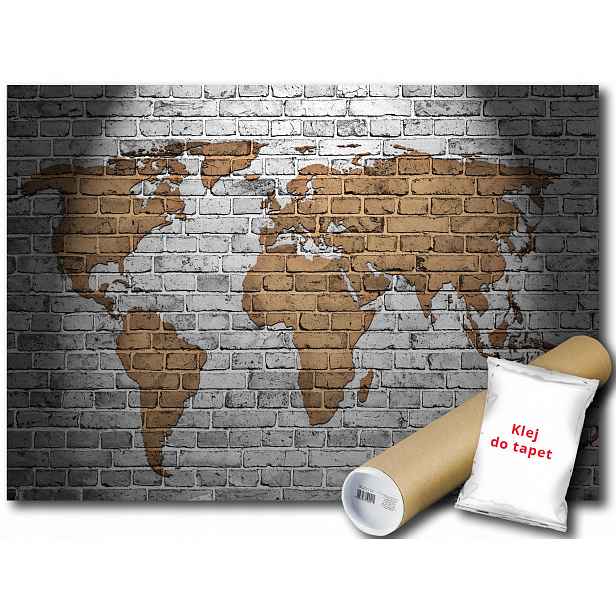 Vinylová fototapeta Mapa světa cihla 416x254