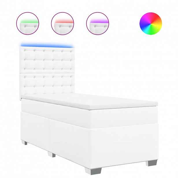 vidaXL Box spring postel s matrací bílá 90x190 cm umělá kůže