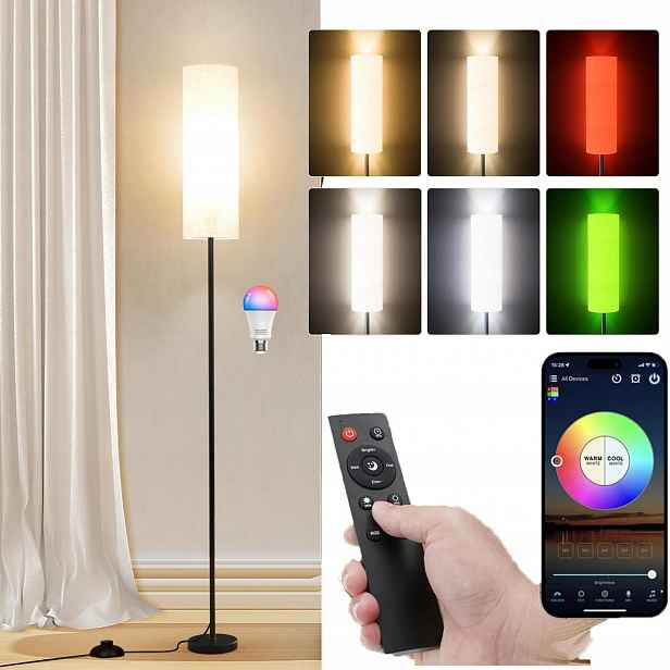 Moderní Lampa 9W Stojací Regulace Podlahová Rgb Len Stínidlo 173 CM