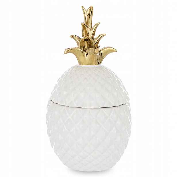 Nádoba Ananas Bílá Zlatá 23 cm Figurka Lesklá 25 20