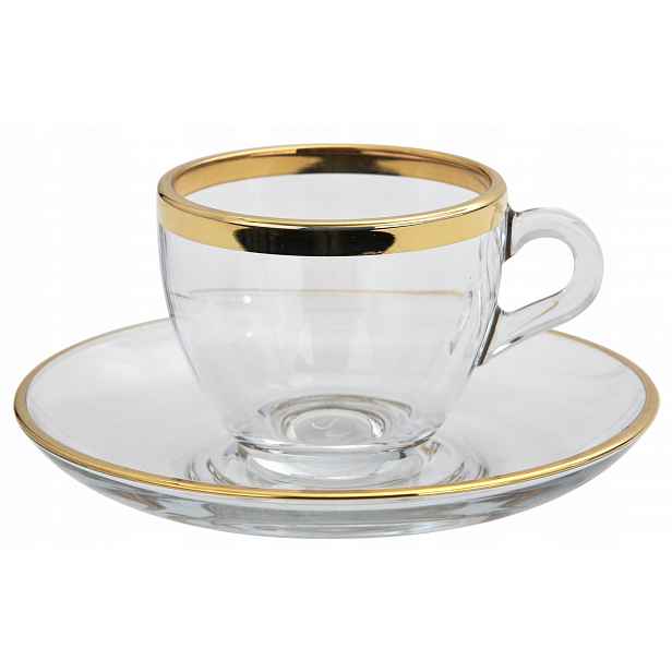 Sada 2 šálků na espresso 60 ml podšálky Golden Line