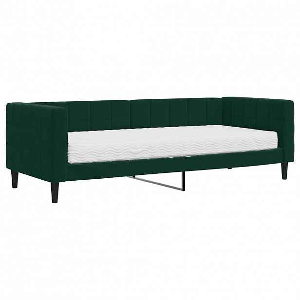 vidaXL Válenda s matrací tmavě zelená 80 x 200 cm samet