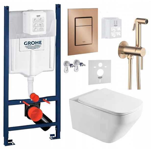 Wc stojan Grohe Rapid Sl s mísou Wc Naron a tlačítkem měď baterie měď