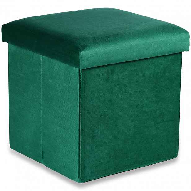 AKCE Zelený skládací taburet CUBEXO VELVET M II. jakost