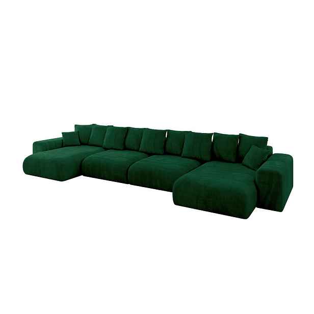 ALTDECOR SEDACÍ SOUPRAVA ve tvaru U s funkcí spaní a úložným prostorem ESKAR-U2 464x176x72 Zelená Velur