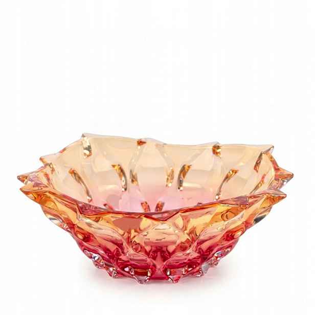 Bohemia Samba Yellow Pink křišťálová dekorativní mísa 210 mm