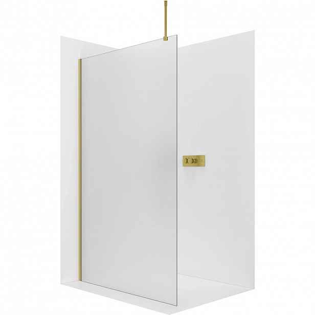 Sprchová zástěna Walk-in Onyx Top Round L/P - 8 mm - kulatá vzpěra - zlatá, mléčné sklo - 30x200 cm