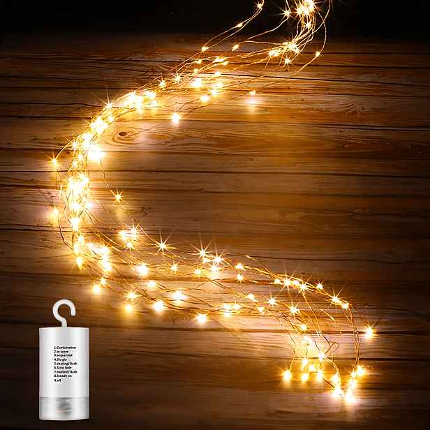 TEMU 10 pramenů 94 LED světelných řetězů ve tvaru světlušek, pouzdro na 4AA baterie, světelný řetěz ve tvaru vodopádové , světelný řetěz ve tvaru